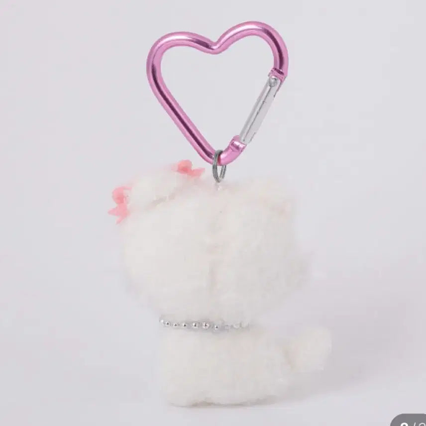 [BUNJANG] Charmmy Kitty Heart Carabiner Keychain / 챠미키티 뽀글이 하트 카라비너 키링