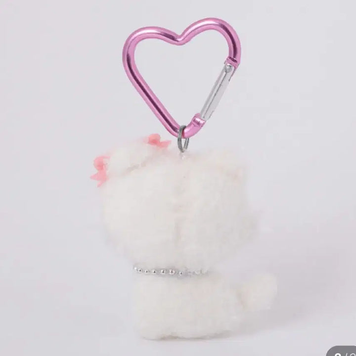 [BUNJANG] Charmmy Kitty Heart Carabiner Keychain / 챠미키티 뽀글이 하트 카라비너 키링