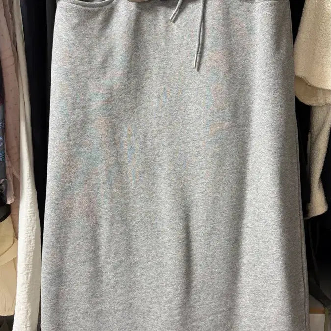 [BUNJANG] Lowla Lowla Belt Set Slit Sweat Skirt Grey / 로라로라 벨트 세트 슬릿 스웻 스커트 그레이