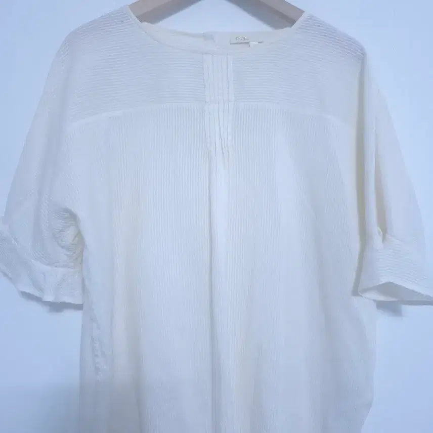 [BUNJANG] MAJE Cream Ivory Cotton Silk Short Sleeve Blouse Size 2 / 마쥬 MAJE 크림 아이보리 코튼 실크 반팔 블라우스 2사이즈