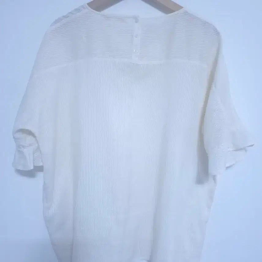 [BUNJANG] MAJE Cream Ivory Cotton Silk Short Sleeve Blouse Size 2 / 마쥬 MAJE 크림 아이보리 코튼 실크 반팔 블라우스 2사이즈