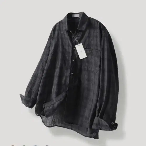 [BUNJANG] Mood Inside Vintage Wrinkle Check Shirt Black / 무드인사이드 빈티지 링클 체크셔츠 블랙 free