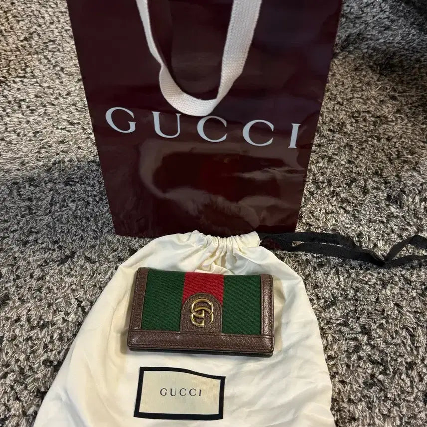 [BUNJANG] Gucci Double G Stripe Green Card Case Wallet / 구찌 더블G 스트라이프 그린 카드케이스 지갑