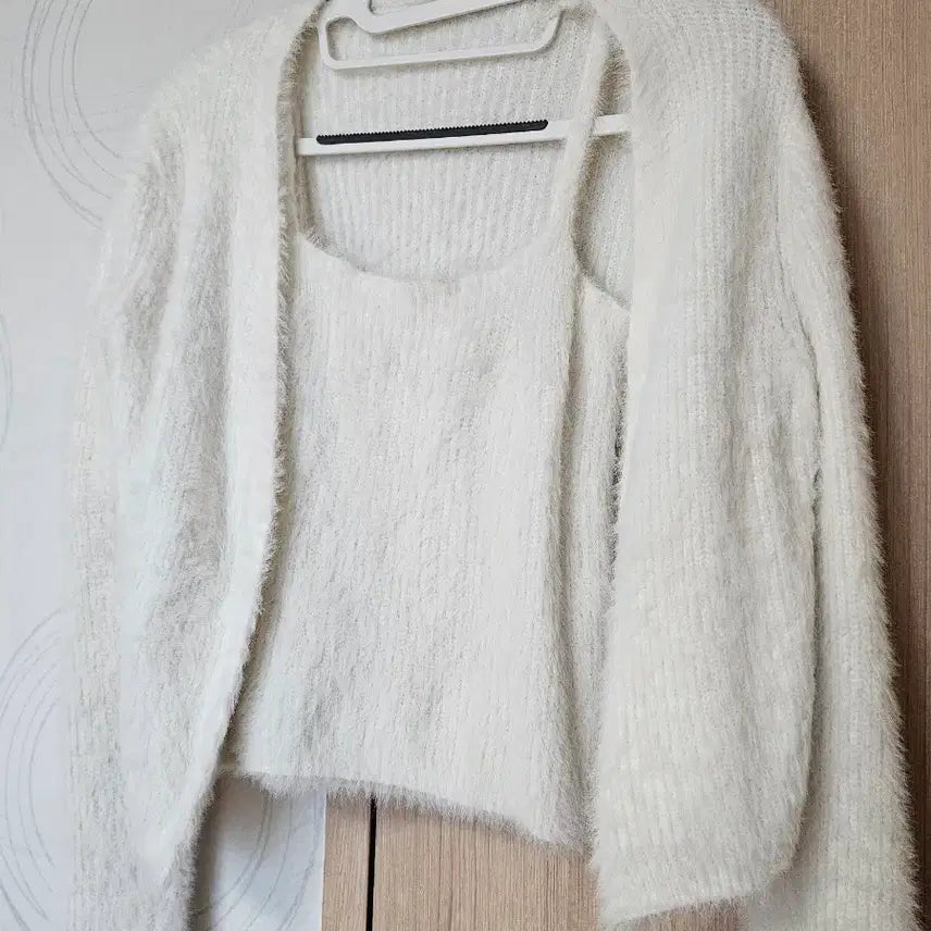 [BUNJANG] Angora Knit Set - Bustier + Cardigan / 앙고라 니트 세트
