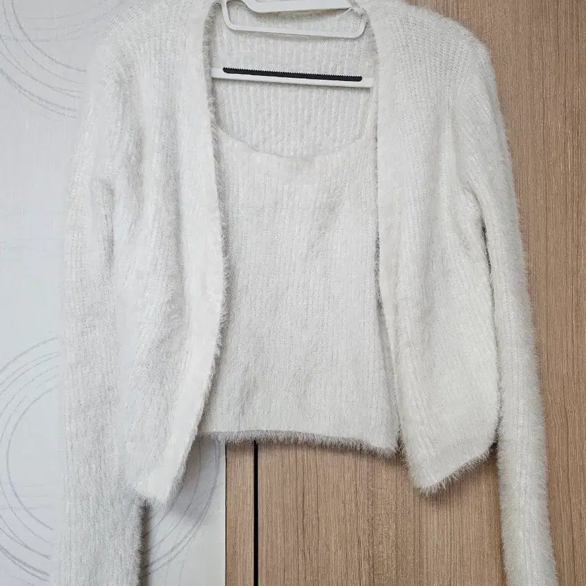 [BUNJANG] Angora Knit Set - Bustier + Cardigan / 앙고라 니트 세트