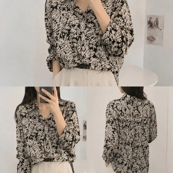 [BUNJANG] Flower Pattern Blouse Shirt / 플라워 패턴 블라우스 셔츠