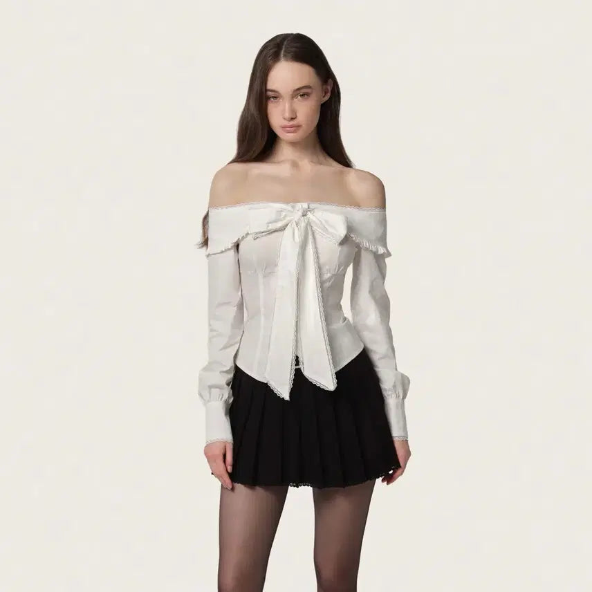 [BUNJANG] Clishere Beloved Ribbon Blouse, White / 클리시어 블라우스 Beloved ribbon blouse, White