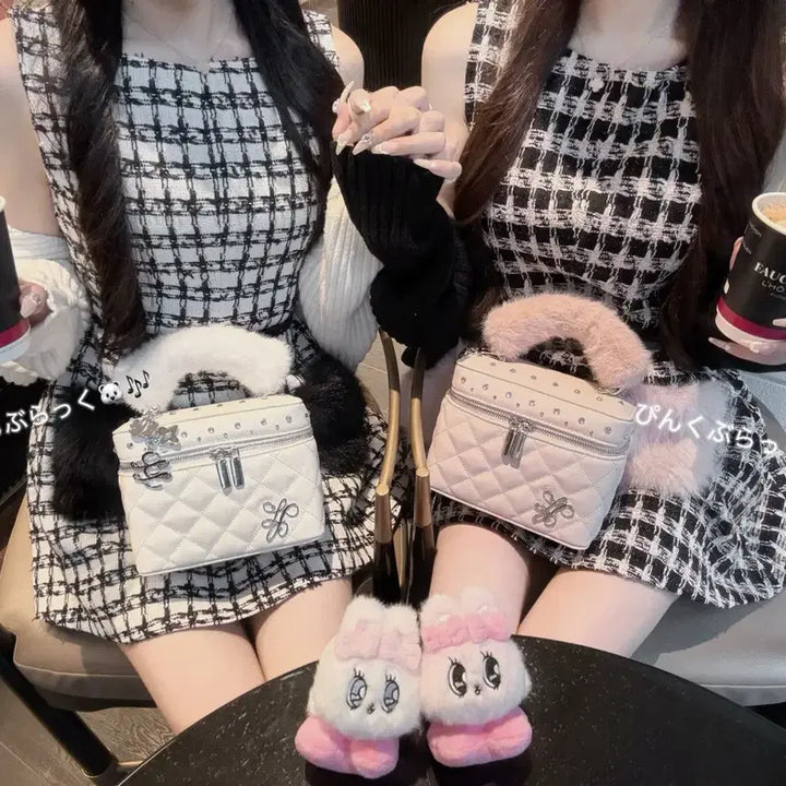 [BUNJANG] Lumignon Tweed Pocket Fur Mini Dress Black / lumignon 루미뇽 트위드 포켓 퍼 원피스 블랙