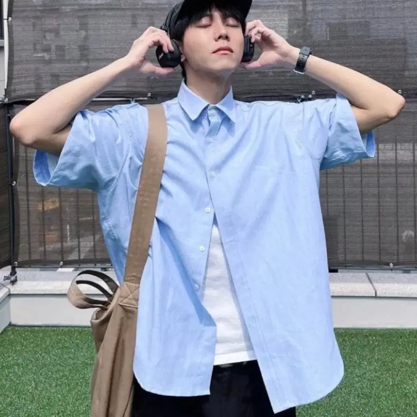 [BUNJANG] Rapper Store CV Big Over Oxford Short Sleeve Shirt / [새상품] 라퍼지스토어 시티브이 빅오버 옥스포드 반팔 셔츠 M