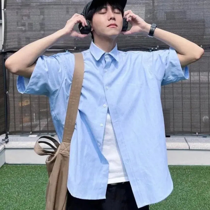 [BUNJANG] Rapper Store CV Big Over Oxford Short Sleeve Shirt / [새상품] 라퍼지스토어 시티브이 빅오버 옥스포드 반팔 셔츠 M