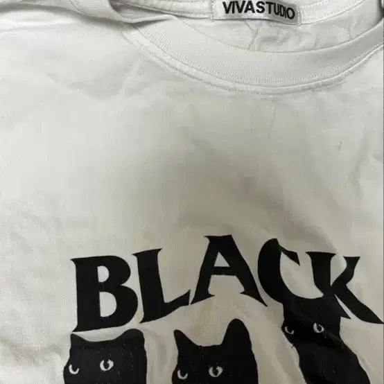 [BUNJANG] Vivastudio Black Cat T-Shirt / 비바스튜디오 블랙캣 티셔츠