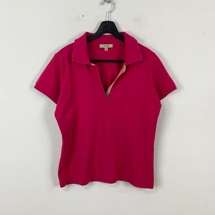 [BUNJANG] Burberry Pink Collar Short Sleeve T-Shirt (M) / 버버리 핑크 카라 반팔티 M