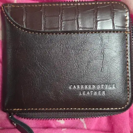 [BUNJANG] CARRKEN Style Leather Zipper Bifold Wallet Brown / CARRKEN 스타일 가죽 지퍼 반지갑 브라운