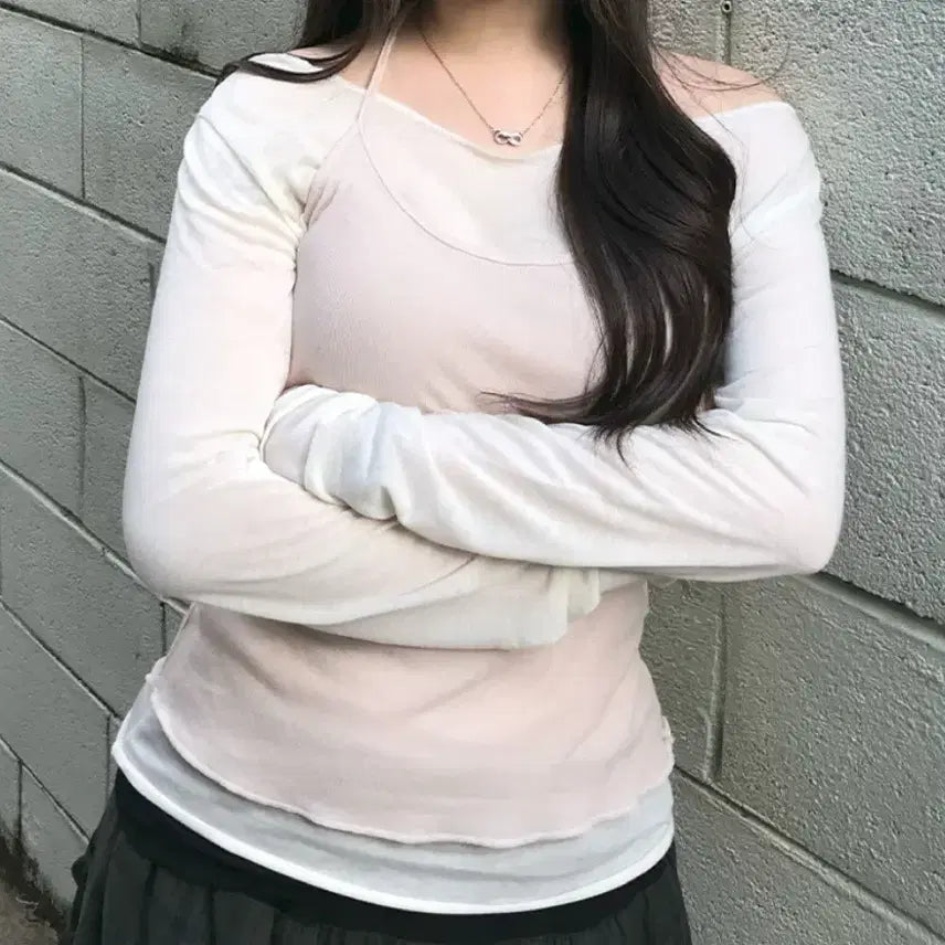 [BUNJANG] Le Bonheur Sleeveless Top + T-shirt Set / 르보네어 나시+티셔츠 세트