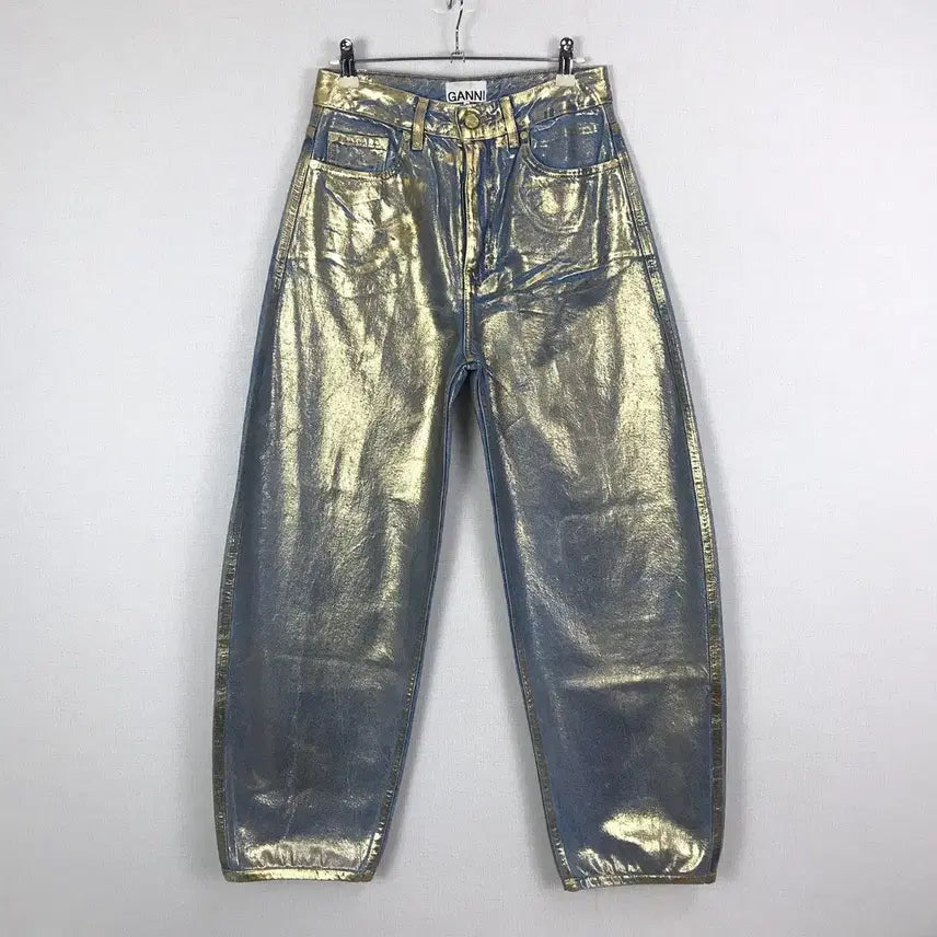 [BUNJANG] GANNI Metallic Tapered Fit Denim Pants Women&