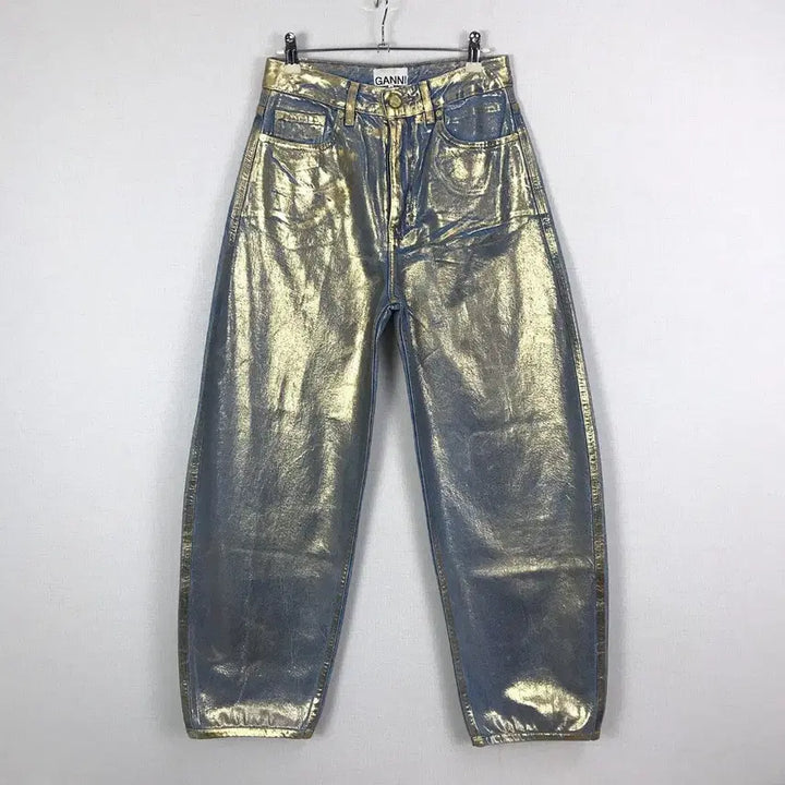 [BUNJANG] GANNI Metallic Tapered Fit Denim Pants Women&