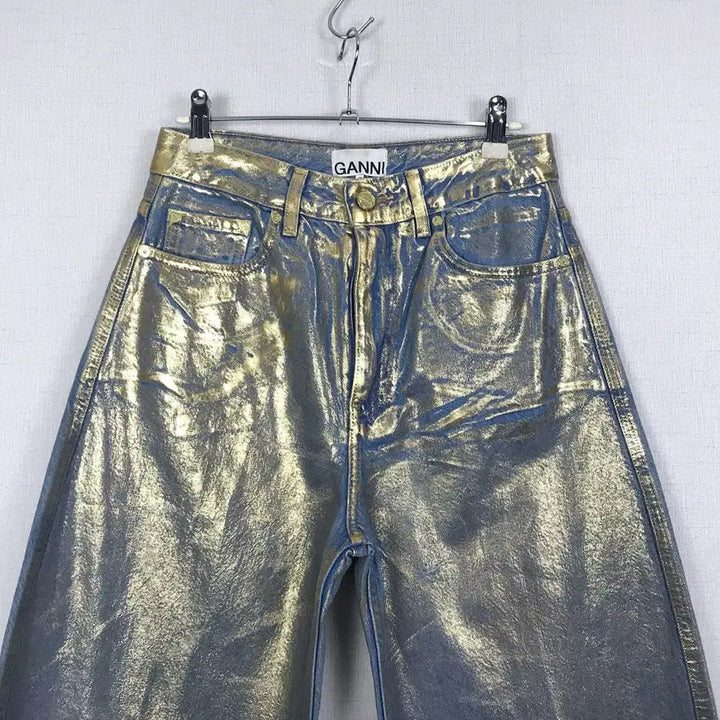 [BUNJANG] GANNI Metallic Tapered Fit Denim Pants Women&