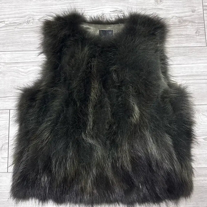 [BUNJANG] LEEGA Natural Racoon Fur Black Vest M / 리가 천연너구리 모피 LEEGA 블랙 퍼 베스트 조끼 M
