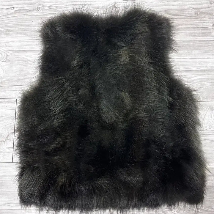 [BUNJANG] LEEGA Natural Racoon Fur Black Vest M / 리가 천연너구리 모피 LEEGA 블랙 퍼 베스트 조끼 M