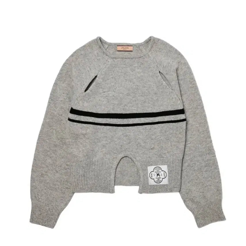 [BUNJANG] Vital Sign Cut Out Line Knit Pullover - Gray (Free Size) / [새제품] 바이탈싸인 컷 아웃 라인 니트 풀오버
