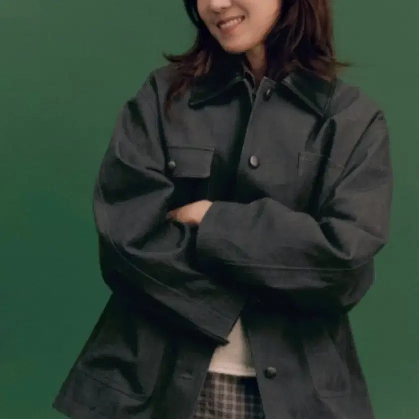 [BUNJANG] Depound Button Work Jacket Charcoal / 드파운드 버튼 워크자켓 차콜