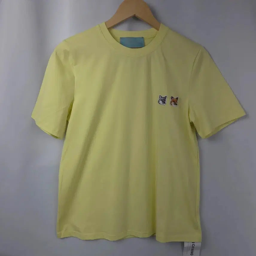 [BUNJANG] Double Fox Head Embroidered Patch Round Short Sleeve T-Shirt / 새상품) 더블폭스 헤드 자수 패치 라운드 반팔 티셔츠