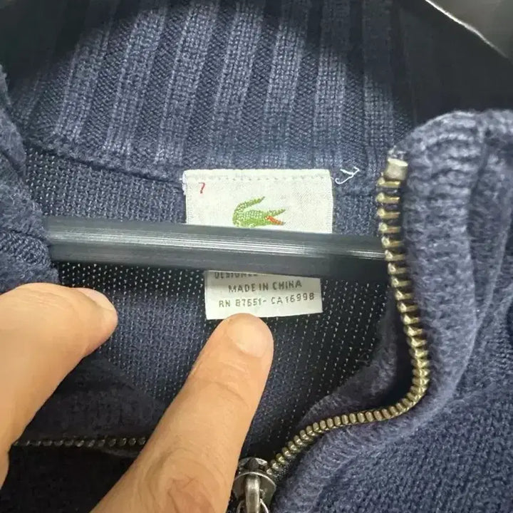 [BUNJANG] Lacoste Navy Half-Zip Knit Sweater 110 / no.58 라코스테 네이비 하프집업 니트110