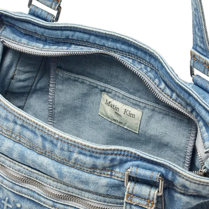 [BUNJANG] Matinkim Washed Denim Square Bag Light Blue / 마뗑킴 matin Kim 워싱 데님 스퀘어백 라이트 블루