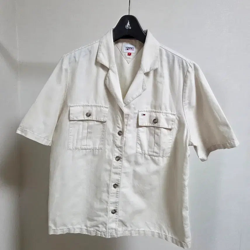 [BUNJANG] Tommy Hilfiger Ivory Pocket Short Sleeve Shirt / 타미힐피거 포켓 반팔 셔츠 아이보리