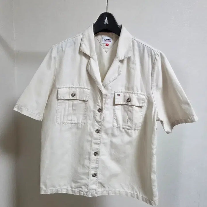 [BUNJANG] Tommy Hilfiger Ivory Pocket Short Sleeve Shirt / 타미힐피거 포켓 반팔 셔츠 아이보리