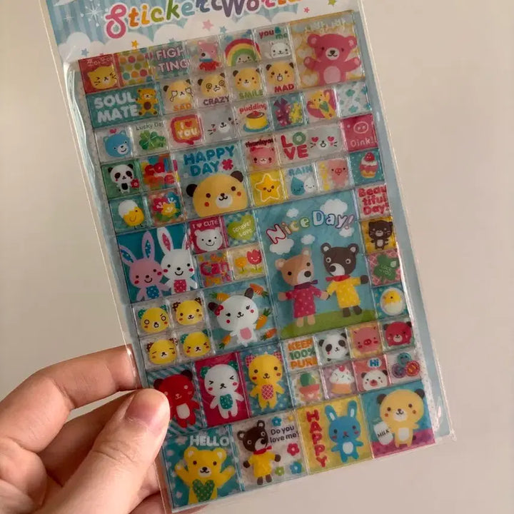 [BUNJANG] Vintage Stationery Sticker World Animal Square Tile Sticker / 고전문구 스티커월드 동물 사각 타일 스티커