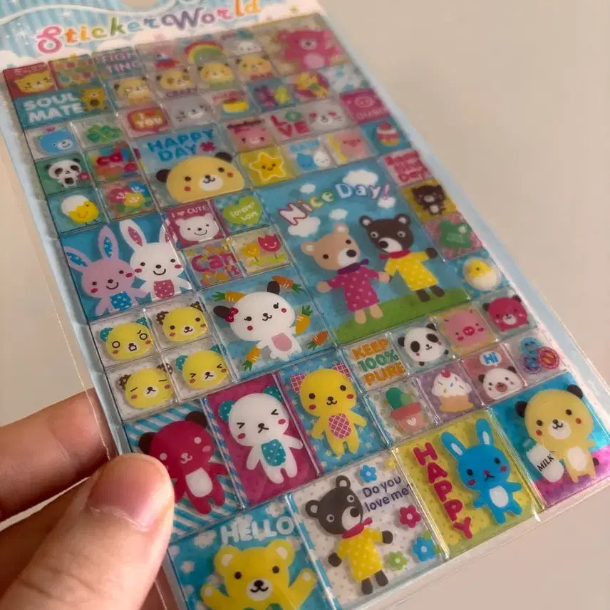 [BUNJANG] Vintage Stationery Sticker World Animal Square Tile Sticker / 고전문구 스티커월드 동물 사각 타일 스티커