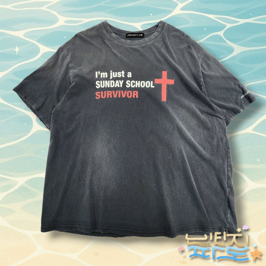 [BUNJANG] OS Project GR Sunday School Vintage Wash T-Shirt / os PROJECT G/R 선데이 스쿨 빈티지 워싱 반팔티