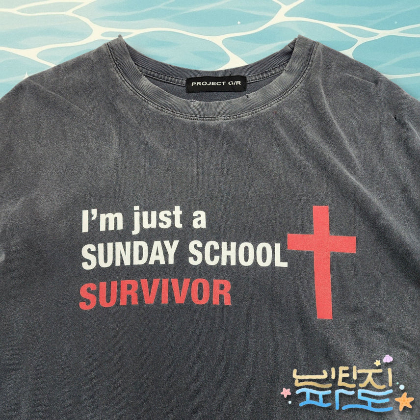 [BUNJANG] OS Project GR Sunday School Vintage Wash T-Shirt / os PROJECT G/R 선데이 스쿨 빈티지 워싱 반팔티