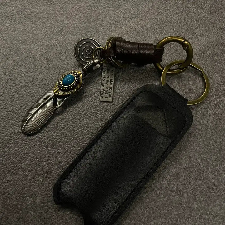 [BUNJANG] Feather Lip Balm Holder Keychain / 립밤 케이스 키링