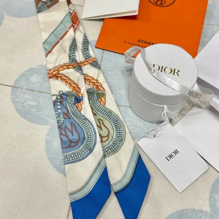 [BUNJANG] Hermès Twilly &amp; Dior Mitzah Scarf Set / 에르메스 트윌리, 디올 미차 스카프