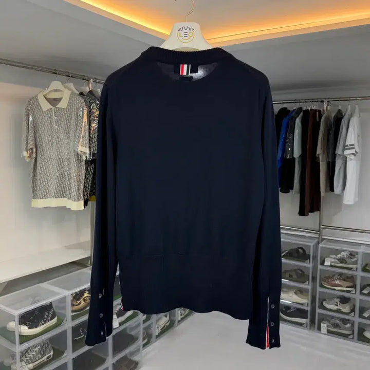 [BUNJANG] LEOWVW Thom Browne Jacquard Diagonal Neck Wool Knit / [리오브] 톰브라운 자카드 사선넥 울 니트