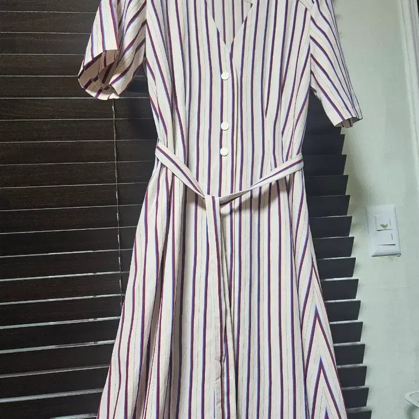 [BUNJANG] Sandro Striped Short-Sleeve Long Dress / Sandro 산드로 스트라이프 반팔 롱 원피스
