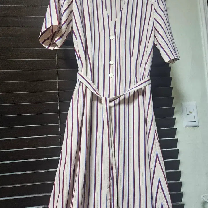 [BUNJANG] Sandro Striped Short-Sleeve Long Dress / Sandro 산드로 스트라이프 반팔 롱 원피스