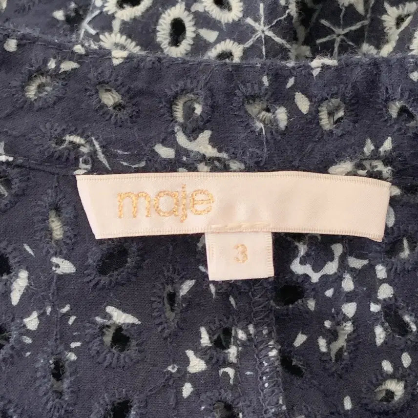 [BUNJANG] Maje Eyelet Midi Dress Navy / 마쥬 아일렛 원피스 네이비 3사이즈