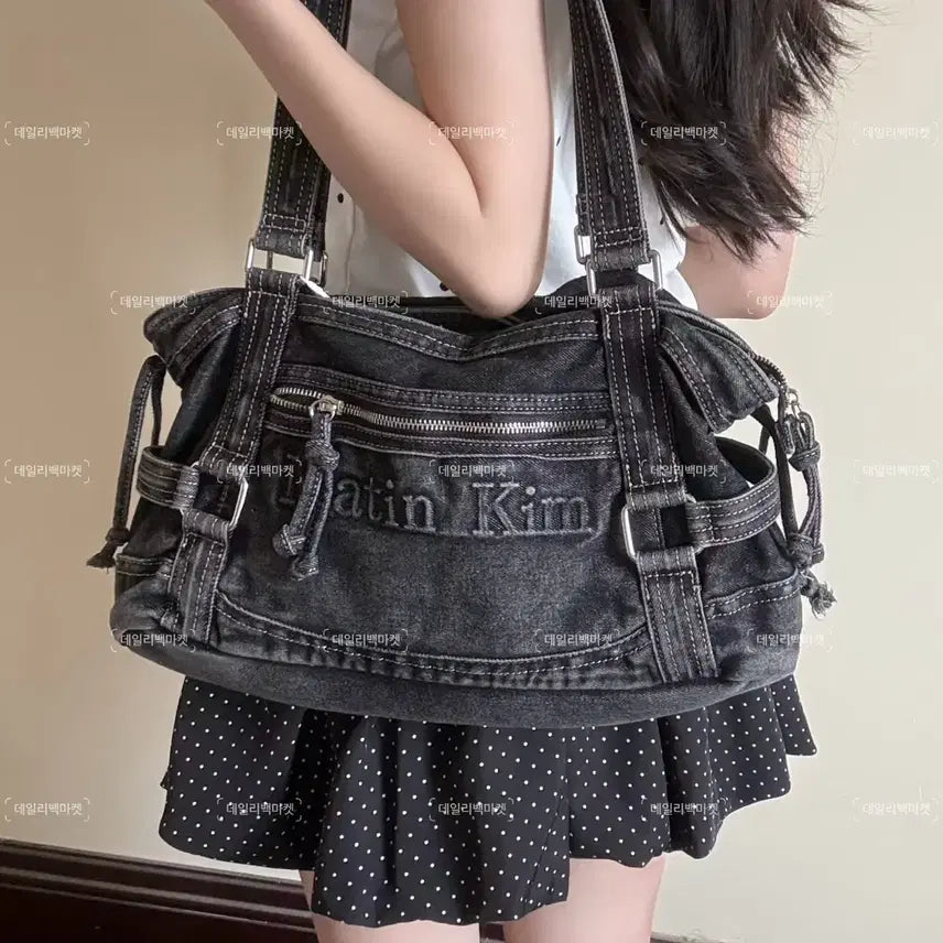 [BUNJANG] Matinkim Washed Denim Square Bag Black / 마뗑킴 matin Kim 워싱 데님 스퀘어백 블랙