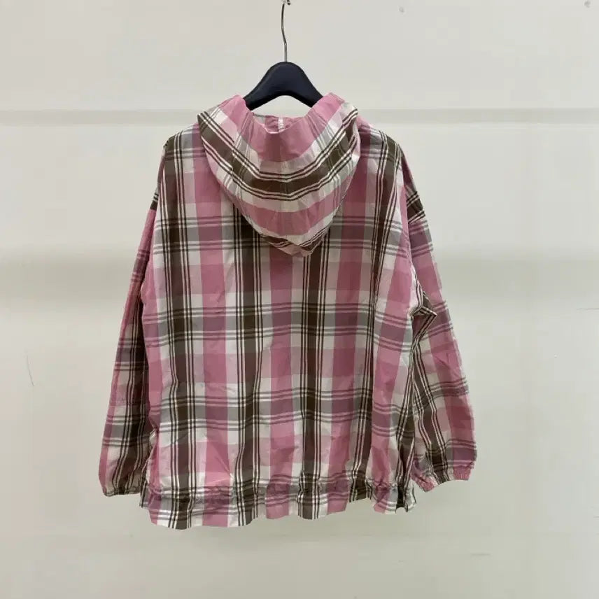 [BUNJANG] Georges Rech Pink Check Hooded Windbreaker Jacket (Size 55) / [죠르쥬레쉬] 핑크 체크무늬 후드 바람막이 자켓 ( 55사이즈)