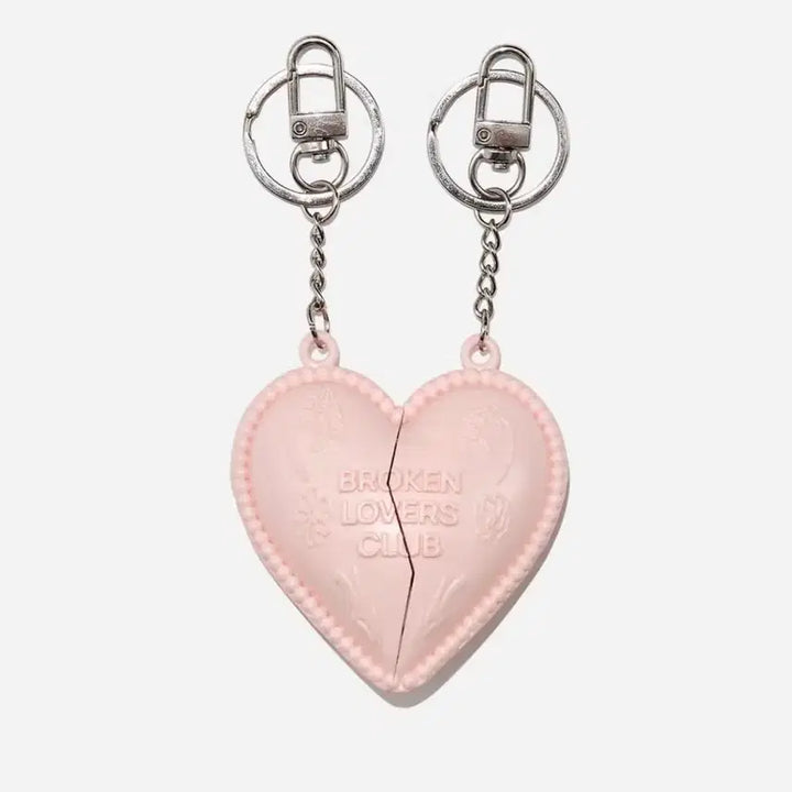 [BUNJANG] Glowny Broken Heart Keyring Set Pink / 글로니 브로큰 하트 키링 세트 핑크 하트 양각 glowny