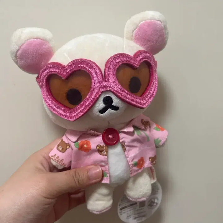 [BUNJANG] San-X Rilakkuma Aloha Series Heart Sunglasses Plush / 고전 산엑스 하와이 알로하시리즈 하트선글라스 안경 코리락쿠마 인형 누이