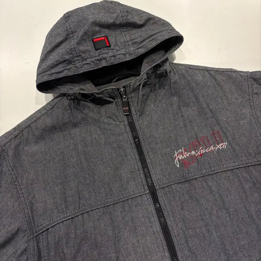 [BUNJANG] FUBU Half-Sleeve Hoodie Zip-Up Jacket Gray / [95] FUBU 후부 반팔 후드 집업 자켓 그레이