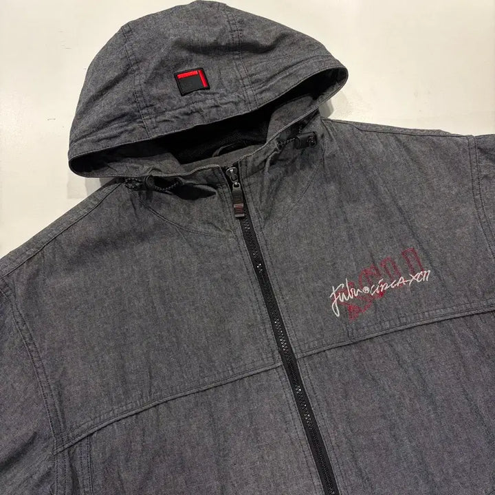 [BUNJANG] FUBU Half-Sleeve Hoodie Zip-Up Jacket Gray / [95] FUBU 후부 반팔 후드 집업 자켓 그레이