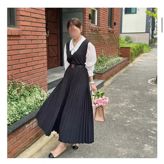 [BUNJANG] Poch Em Bustier Dress Pleated Long Dress / 포쉬엠 뷔스티에 원피스 플리츠 주름 롱원피스