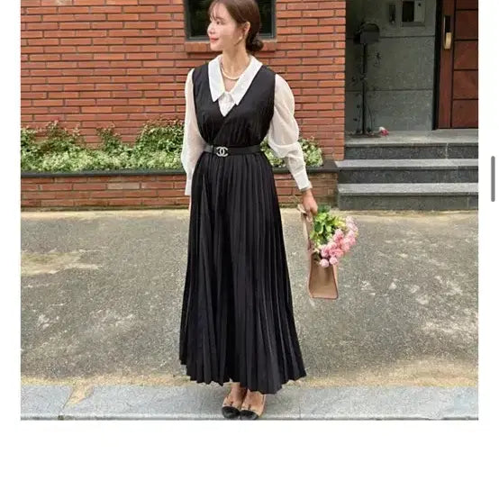 [BUNJANG] Poch Em Bustier Dress Pleated Long Dress / 포쉬엠 뷔스티에 원피스 플리츠 주름 롱원피스