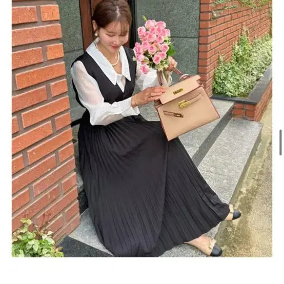 [BUNJANG] Poch Em Bustier Dress Pleated Long Dress / 포쉬엠 뷔스티에 원피스 플리츠 주름 롱원피스