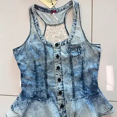 [BUNJANG] Guess Peplum Denim Top - XS / 새) 게스 페플럼 데님탑